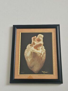 Signed Heart Of Gold Anatomical Heart Artwork by Shana Frame Gold & Black Art